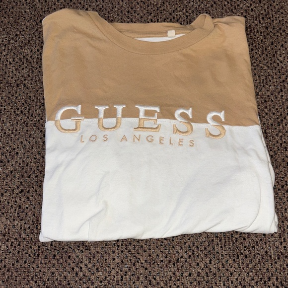 Guess Two-Tone Tan and White Sweatshirt - Picture 1 of 2